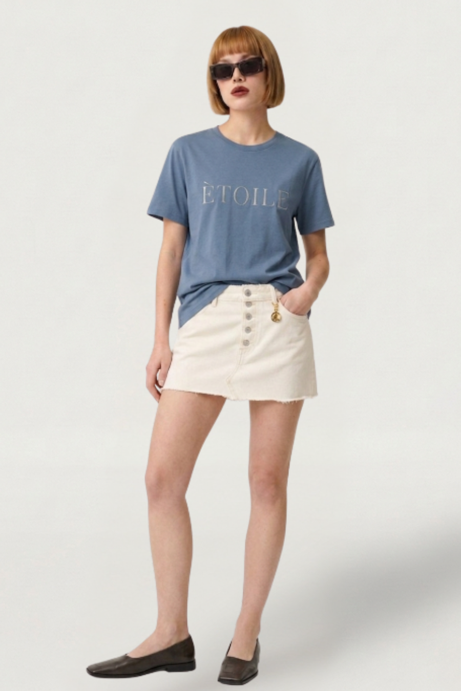 LEGÉRIOS スーピマ® 刺繍Tシャツ — スレートブルー