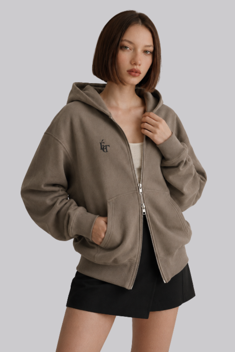 LEGÉRIOS Heavyweight Zip Hoodie — Light Brown