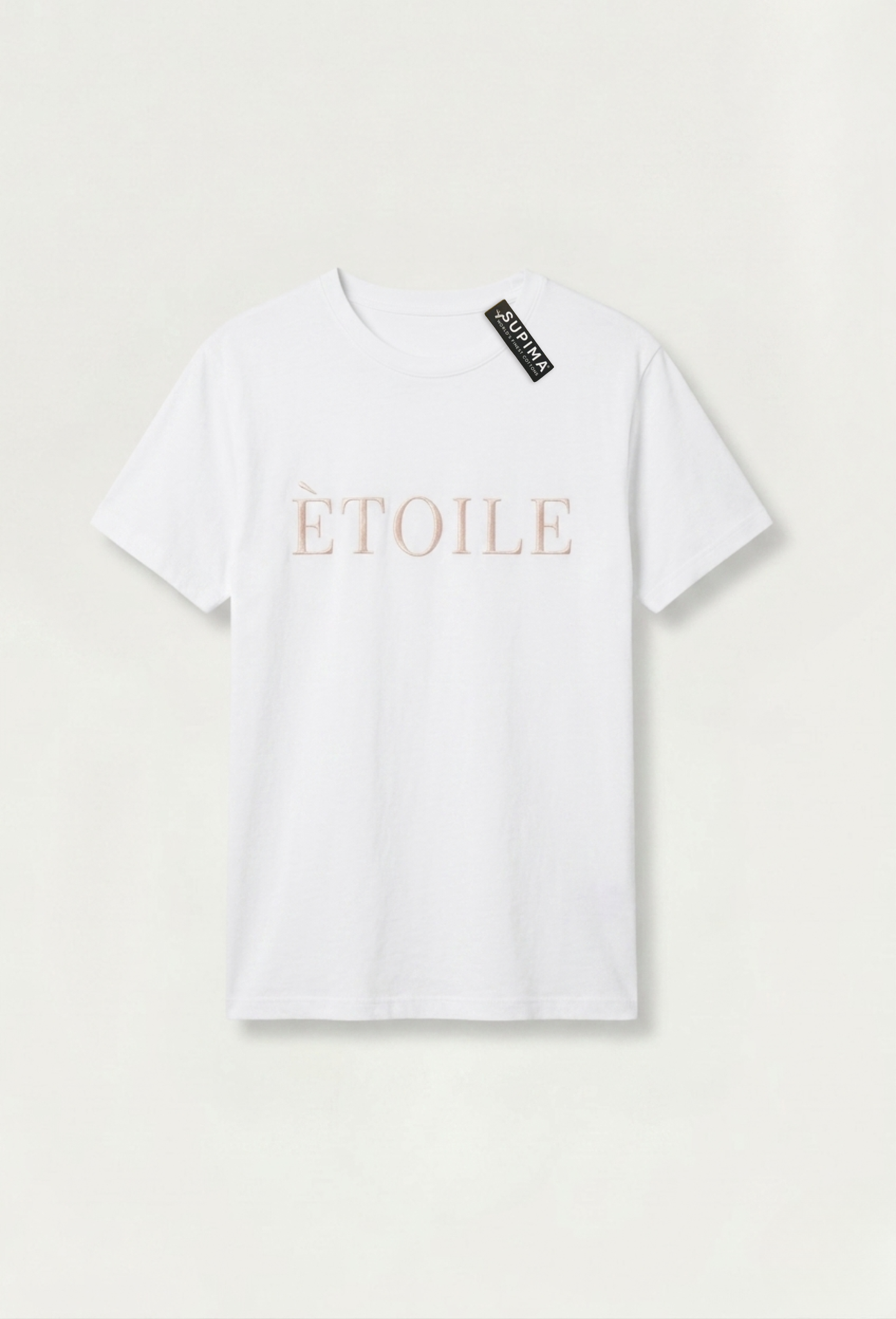 LEGÉRIOS Supima® Embroidered Tee — Ｗhite