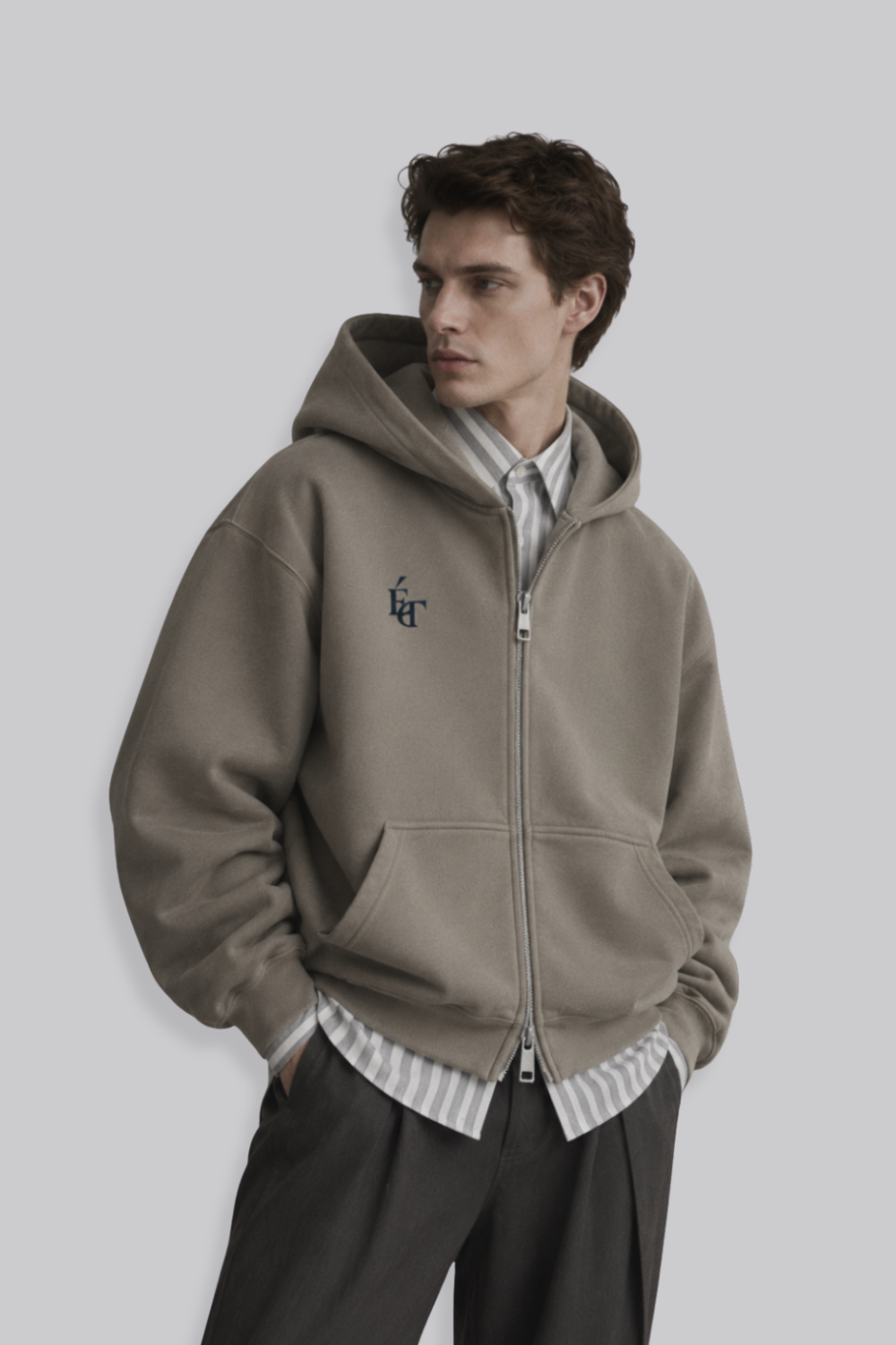 LEGÉRIOS Heavyweight Zip Hoodie — Taupe
