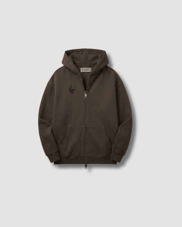 LEGÉRIOS Hoodie zippé heavyweight — Coffee