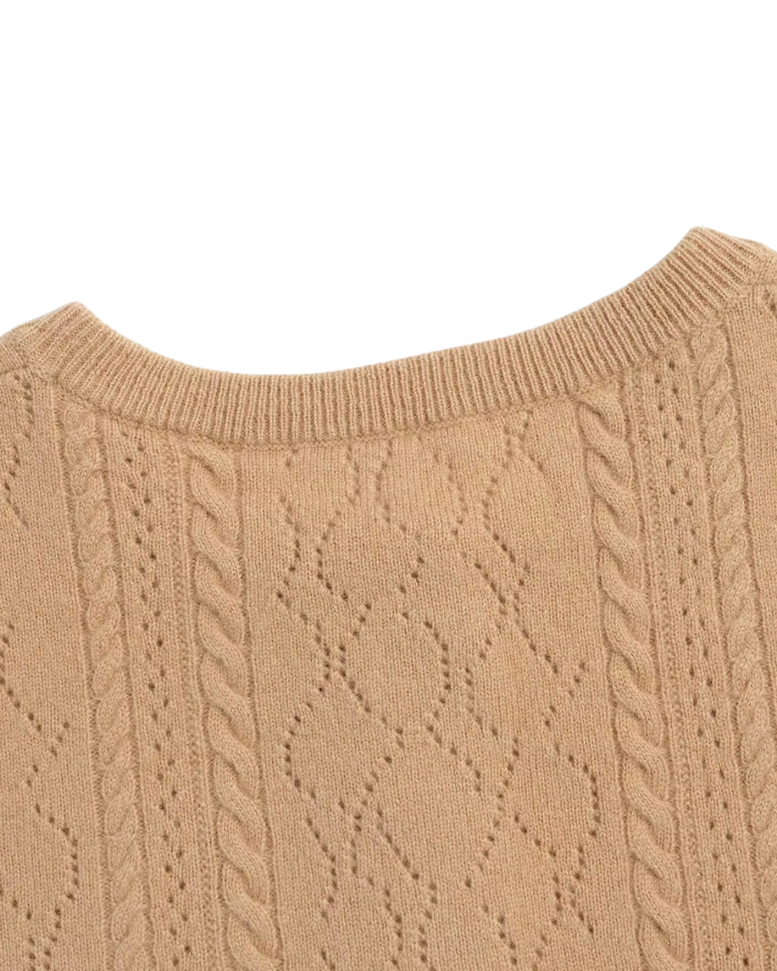 VESÉRIOS 100% Cashmere Cable Cardigan — Beige