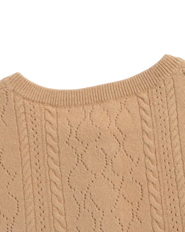 VESÉRIOS 100% Cashmere Cable Cardigan — Beige