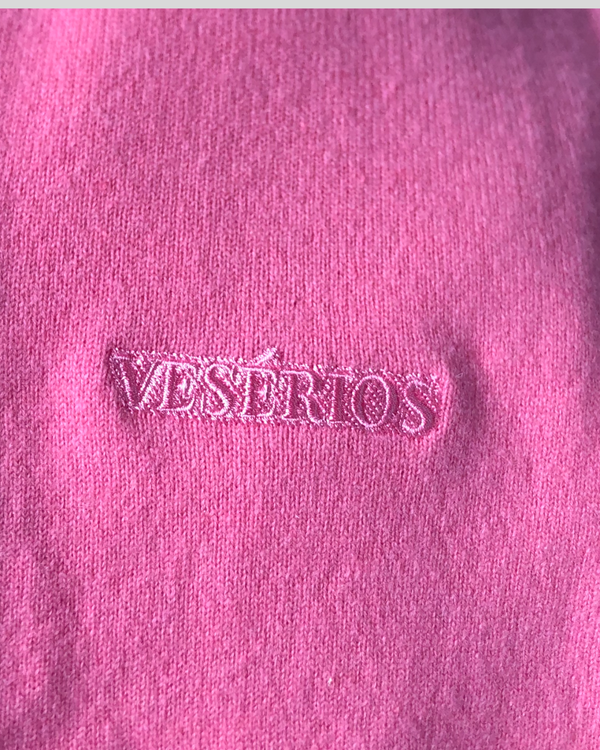 Pink wool knit and tonal VESÉRIOS embroidery detail