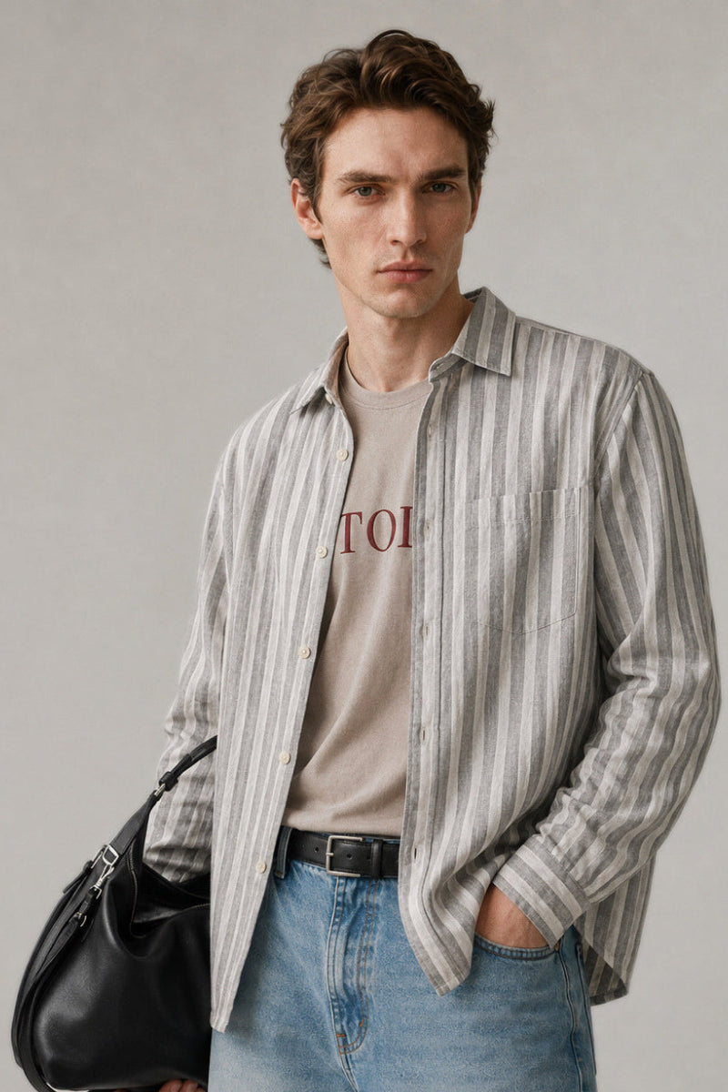 LINEN STRIPE SHIRT