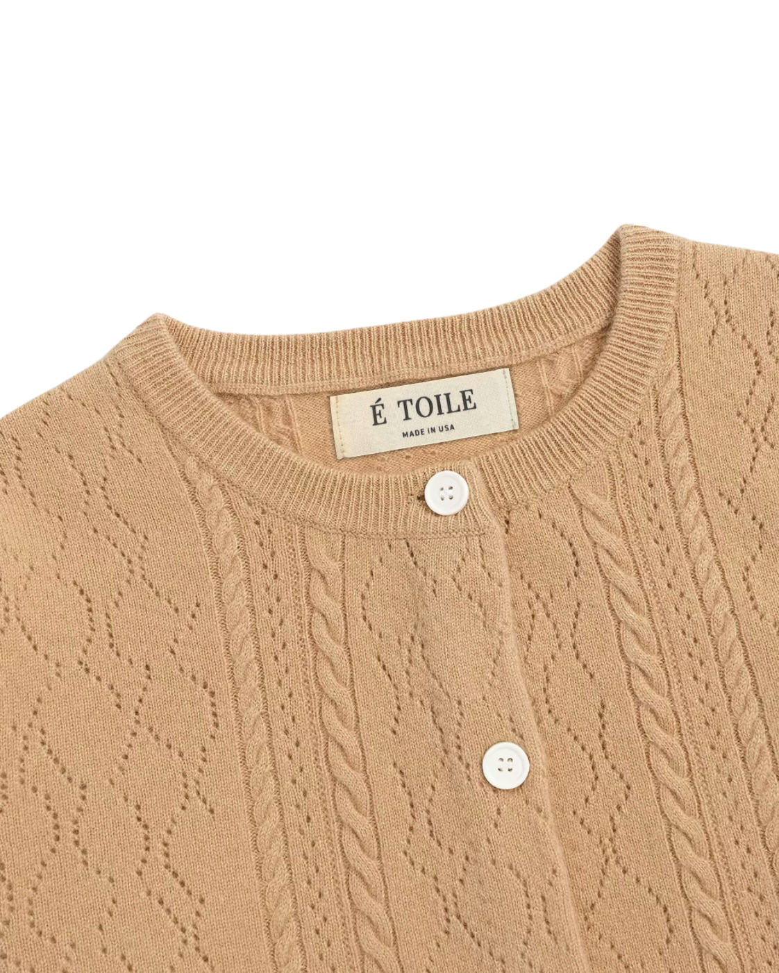 VESÉRIOS 100% Cashmere Cable Cardigan — Beige