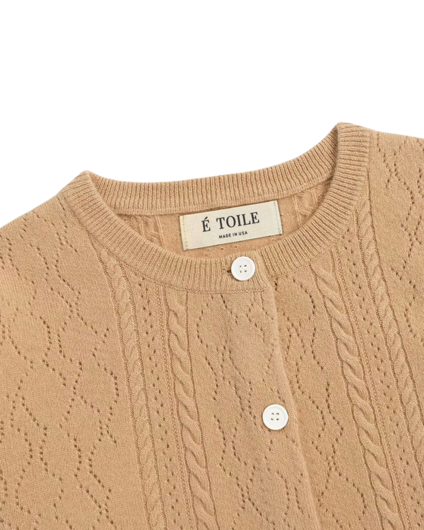 VESÉRIOS 100% Cashmere Cable Cardigan — Beige