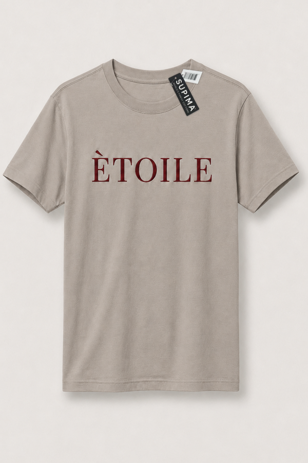 LEGÉRIOS Supima® Embroidered Tee — Mushroom