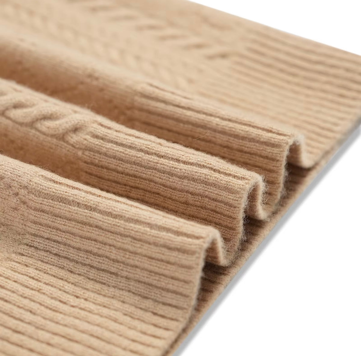 VESÉRIOS 100% Cashmere Cable Cardigan — Beige