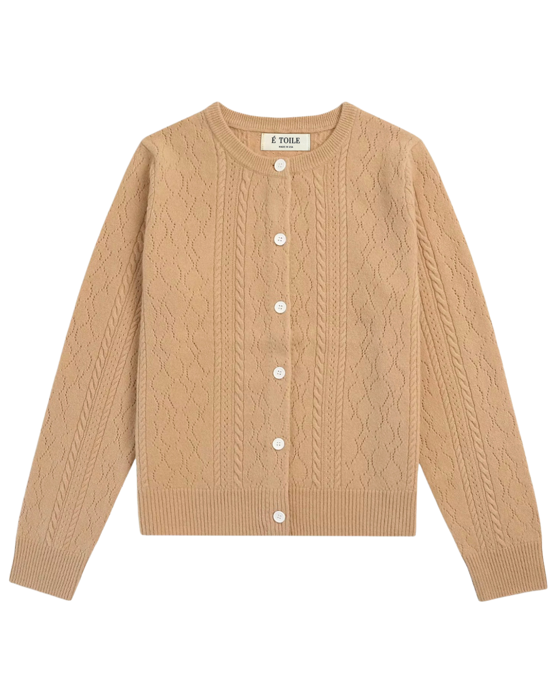 VESÉRIOS 100% カシミヤ ケーブル カーディガン — Beige