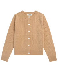 VESÉRIOS 100% Cashmere Cable Cardigan — Beige