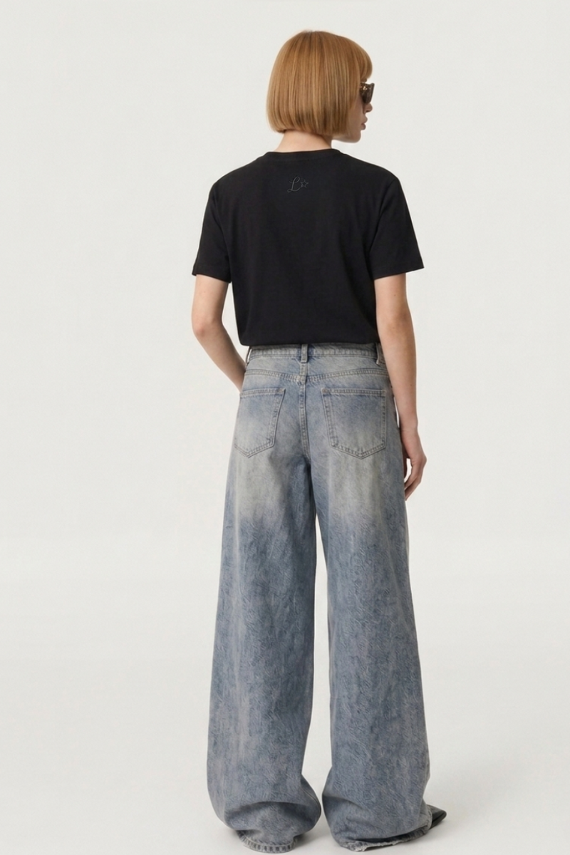 LEGÉRIOS Supima® Embroidered Tee — Black