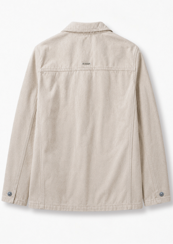 Cotton Twill Jacket — model wearing jacket with É TOILE cap
