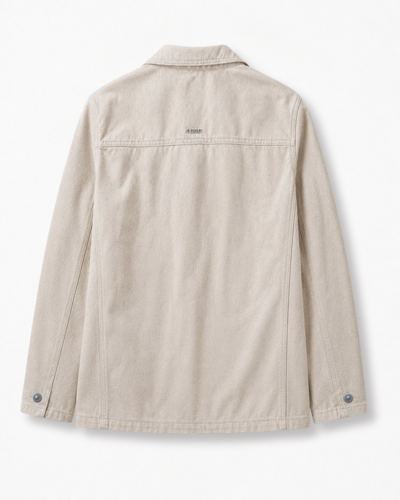 Cotton Twill Jacket — model wearing jacket with É TOILE cap