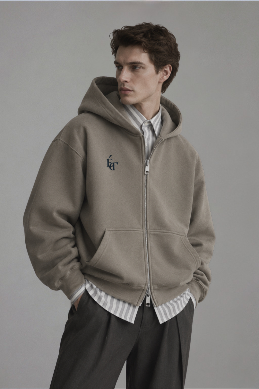 LEGÉRIOS Heavyweight Zip Hoodie — Taupe