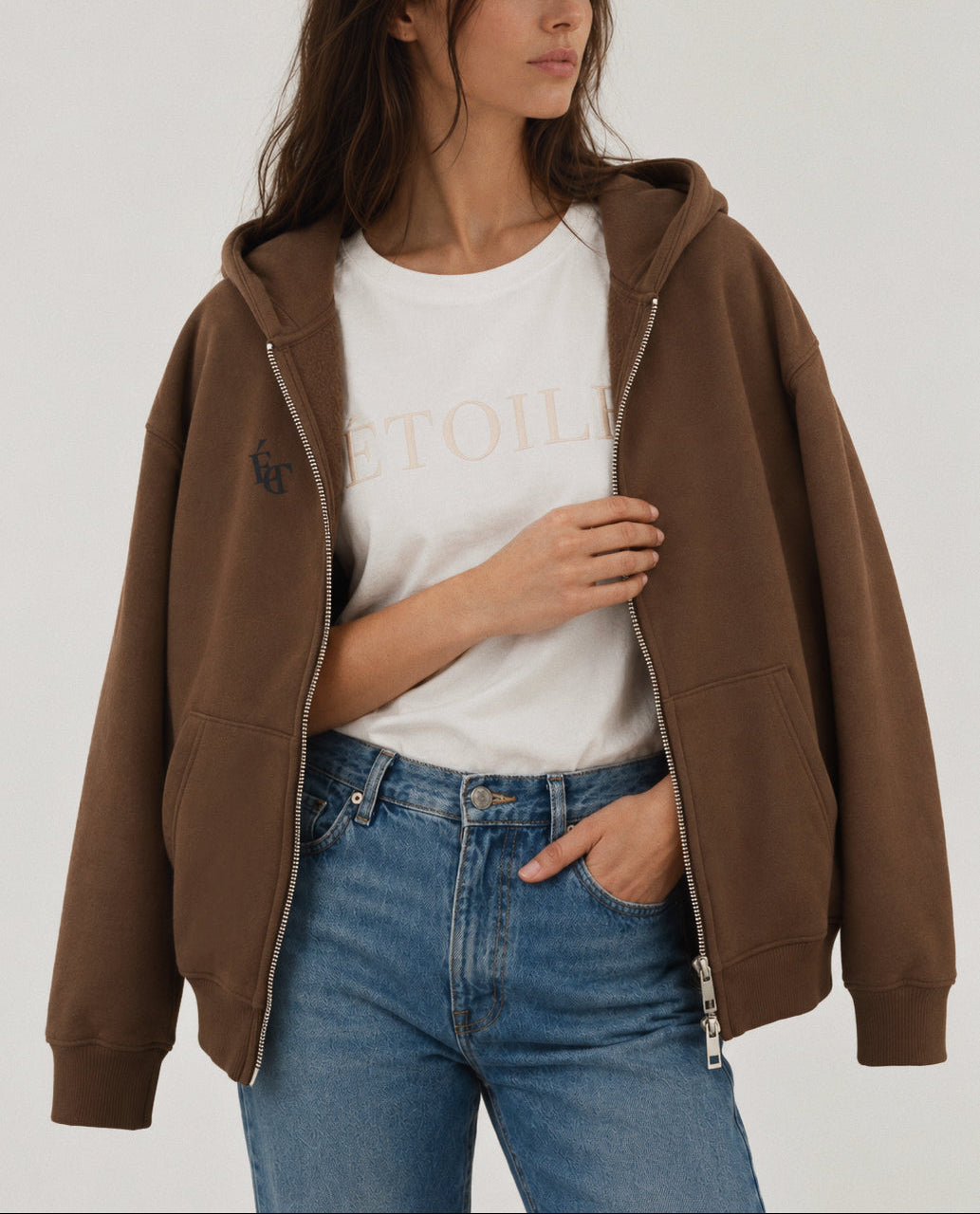 LEGÉRIOS Heavyweight Zip Hoodie — Coffee