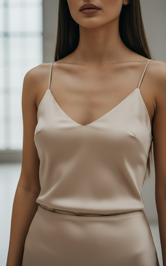 Beige camisole neckline detail