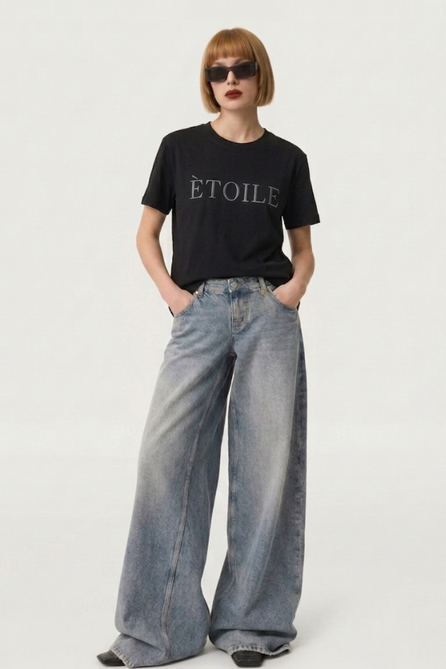 LEGÉRIOS Supima® Embroidered Tee — Black